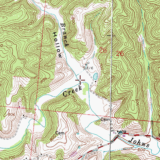Topographic Map of Handley Branch, OH