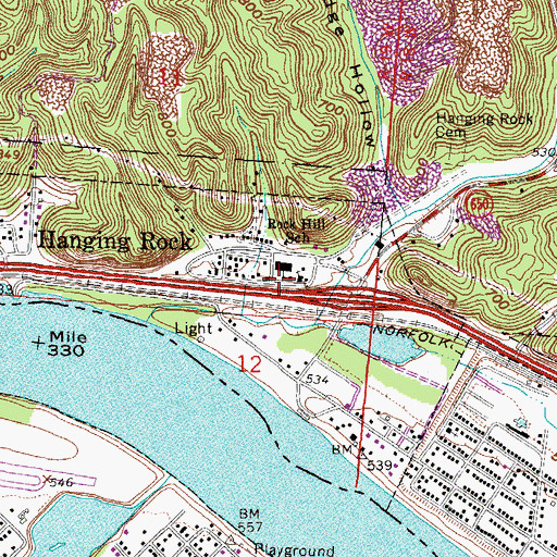 Topographic Map of Hanging Rock, OH