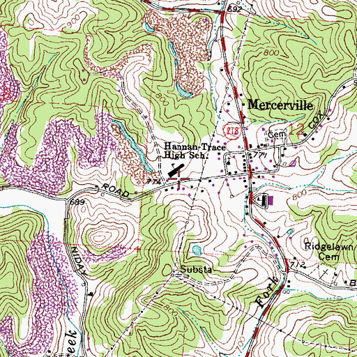 Topographic Map of Hannan Trace High School, OH