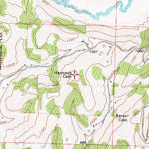 Topographic Map of Hannash Cemetery, OH