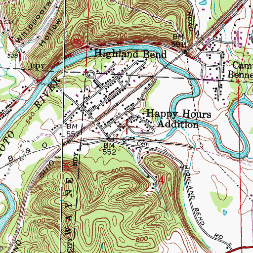 Topographic Map of Happy Hours Addition, OH
