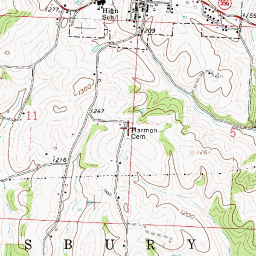 Topographic Map of Harmon Cemetery, OH