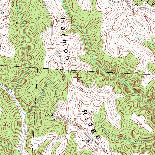 Topographic Map of Harmon Ridge, OH