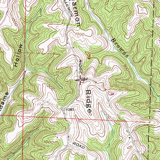 Topographic Map of Harmon Ridge, OH