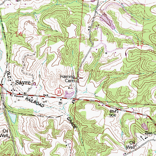 Topographic Map of Harring Cemetery, OH