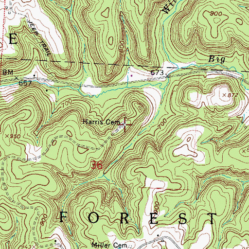 Topographic Map of Harris Cemetery, OH