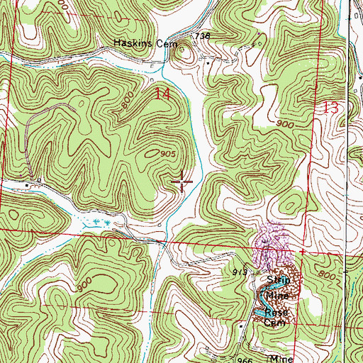 Topographic Map of Haskins Cemetery, OH
