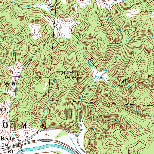Topographic Map of Hatch Cemetery, OH