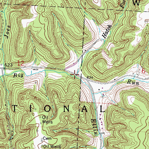 Topographic Map of Hatch Fork Big Run, OH