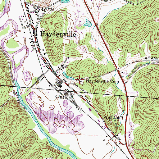 Topographic Map of Haydenville Cemetery, OH