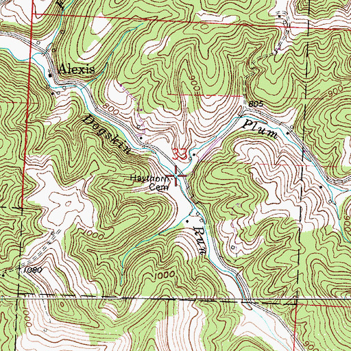 Topographic Map of Haythorn Cemetery, OH