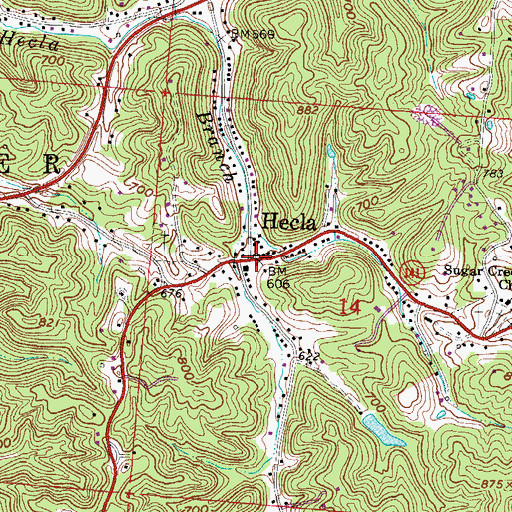 Topographic Map of Hecla, OH