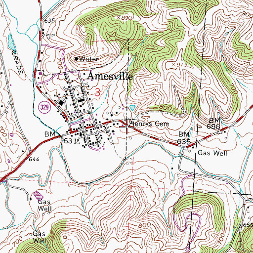 Topographic Map of Henrys Cemetery, OH
