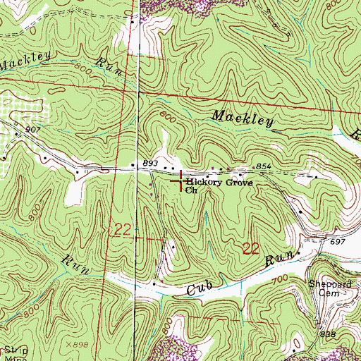 Topographic Map of Hickory Grove Church, OH