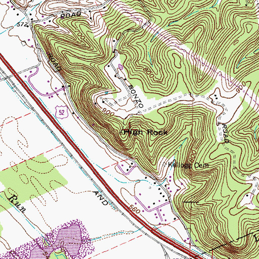 Topographic Map of High Rock, OH