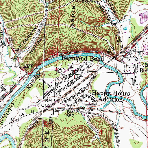 Topographic Map of Highland Bend, OH