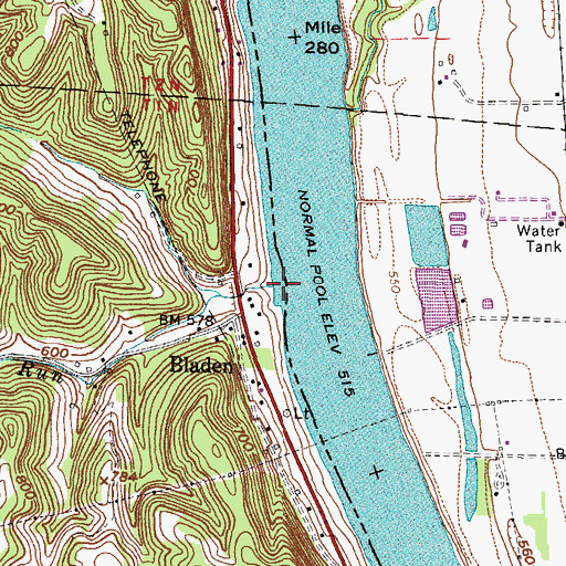 Topographic Map of Hildebrand Run, OH