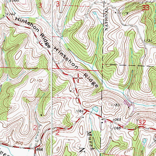 Topographic Map of Hintshon Ridge, OH