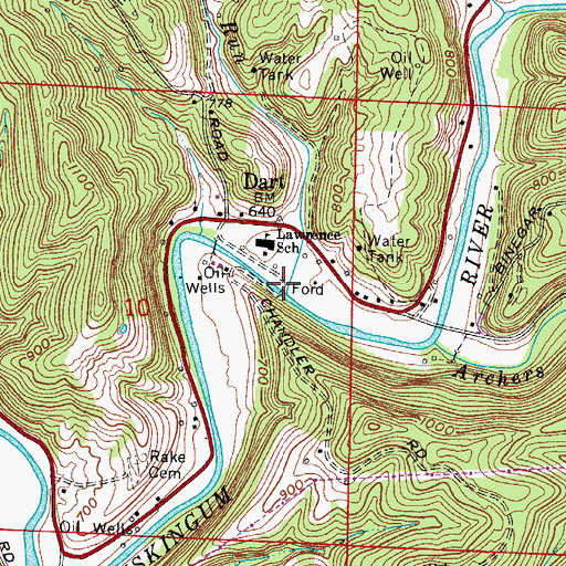 Topographic Map of Hog Run, OH