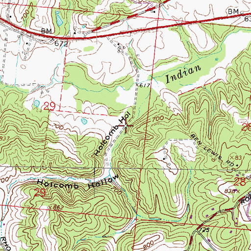 Topographic Map of Holcomb Hollow, OH