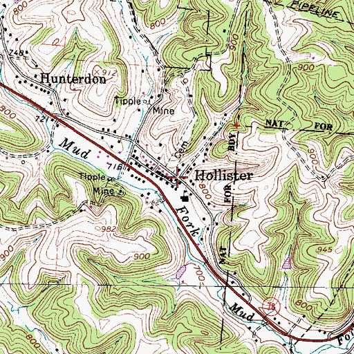 Topographic Map of Hollister, OH