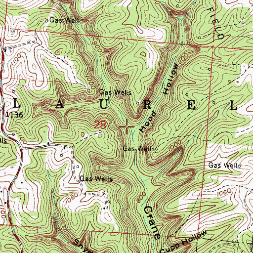 Topographic Map of Hood Hollow, OH