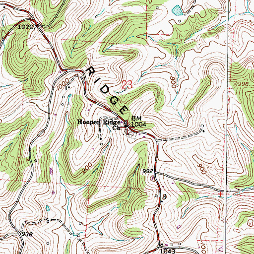 Topographic Map of Hooper Ridge Church, OH