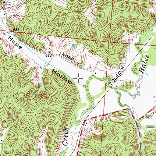 Topographic Map of Hope Hollow, OH