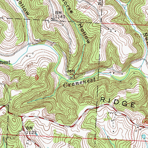 Topographic Map of Horse Hollow, OH