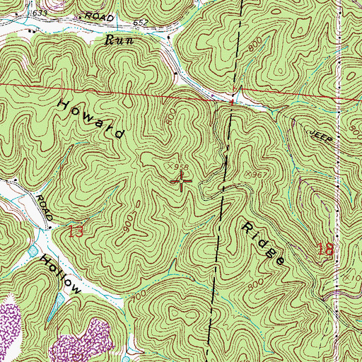 Topographic Map of Howard Ridge, OH