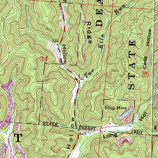 Topographic Map of Howe Hollow, OH