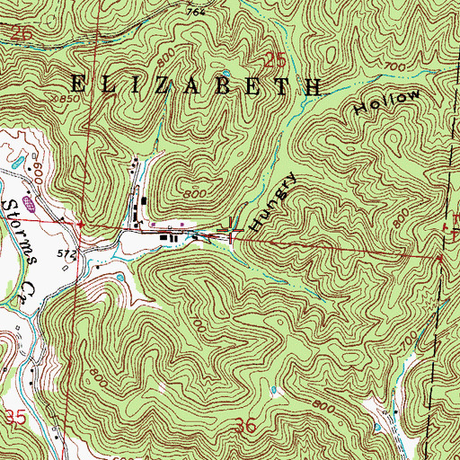 Topographic Map of Hungry Hollow, OH