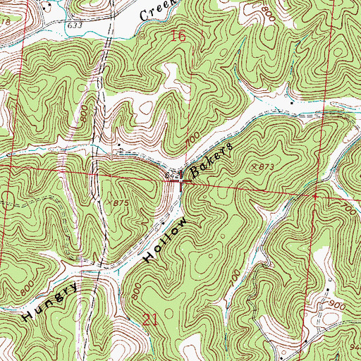 Topographic Map of Hungry Hollow, OH