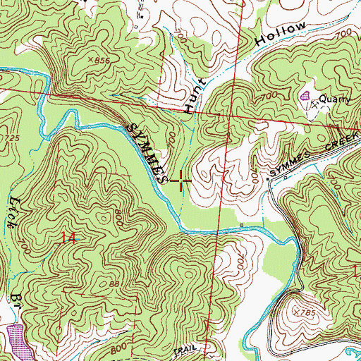 Topographic Map of Hunt Hollow, OH