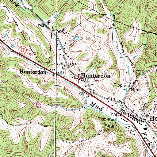 Topographic Map of Hunterdon, OH
