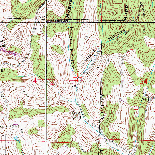 Topographic Map of Hupp Hollow, OH