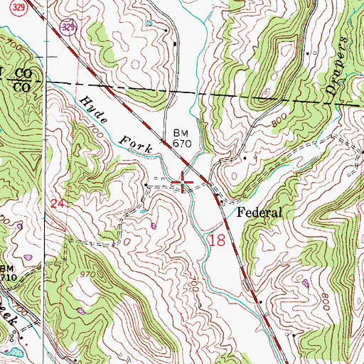 Topographic Map of Hyde Fork, OH