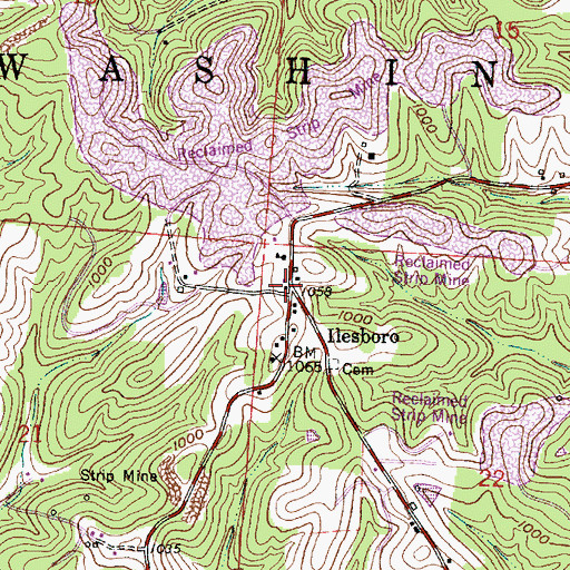 Topographic Map of Ilesboro, OH