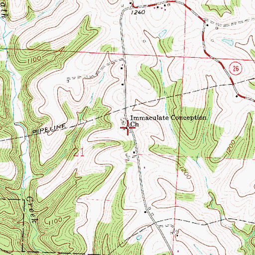 Topographic Map of Immaculate Conception Church, OH