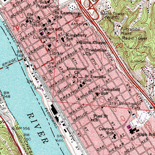 Topographic Map of Immanuel Church, OH