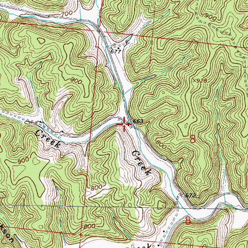 Topographic Map of Indian Creek, OH
