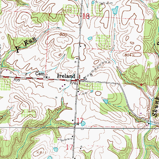 Topographic Map of Ireland, OH