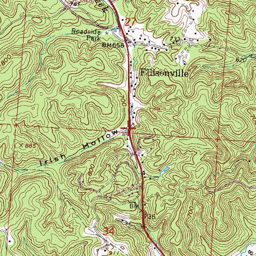 Topographic Map of Irish Hollow, OH