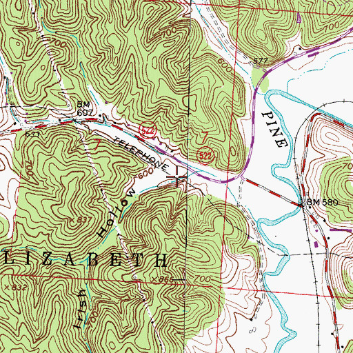 Topographic Map of Irish Hollow, OH