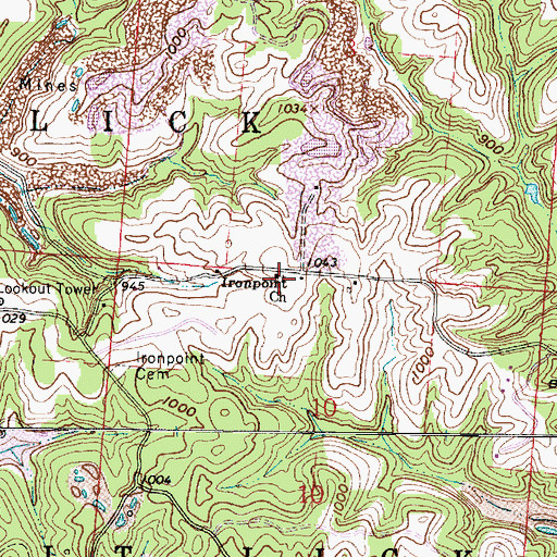Topographic Map of Ironpoint Church, OH