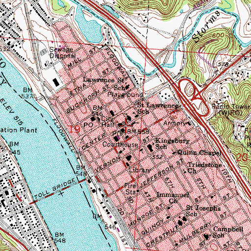 Topographic Map of Ironton, OH