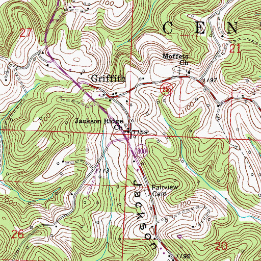 Topographic Map of Jackson Ridge Church, OH
