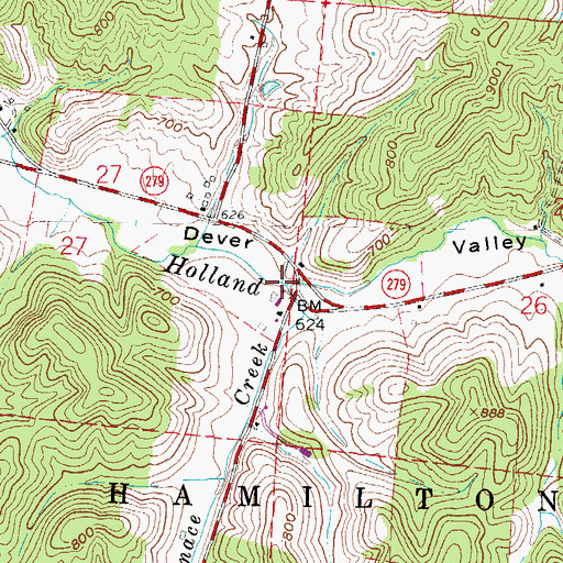 Topographic Map of Jackson Furnace Creek, OH