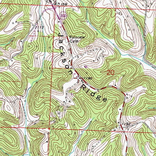 Topographic Map of Jackson Ridge, OH