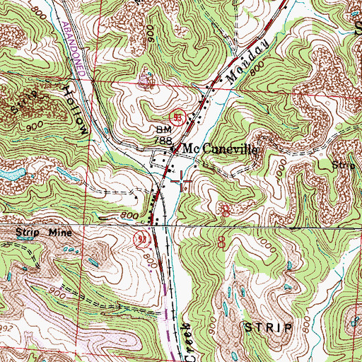 Topographic Map of Jobs Hollow, OH